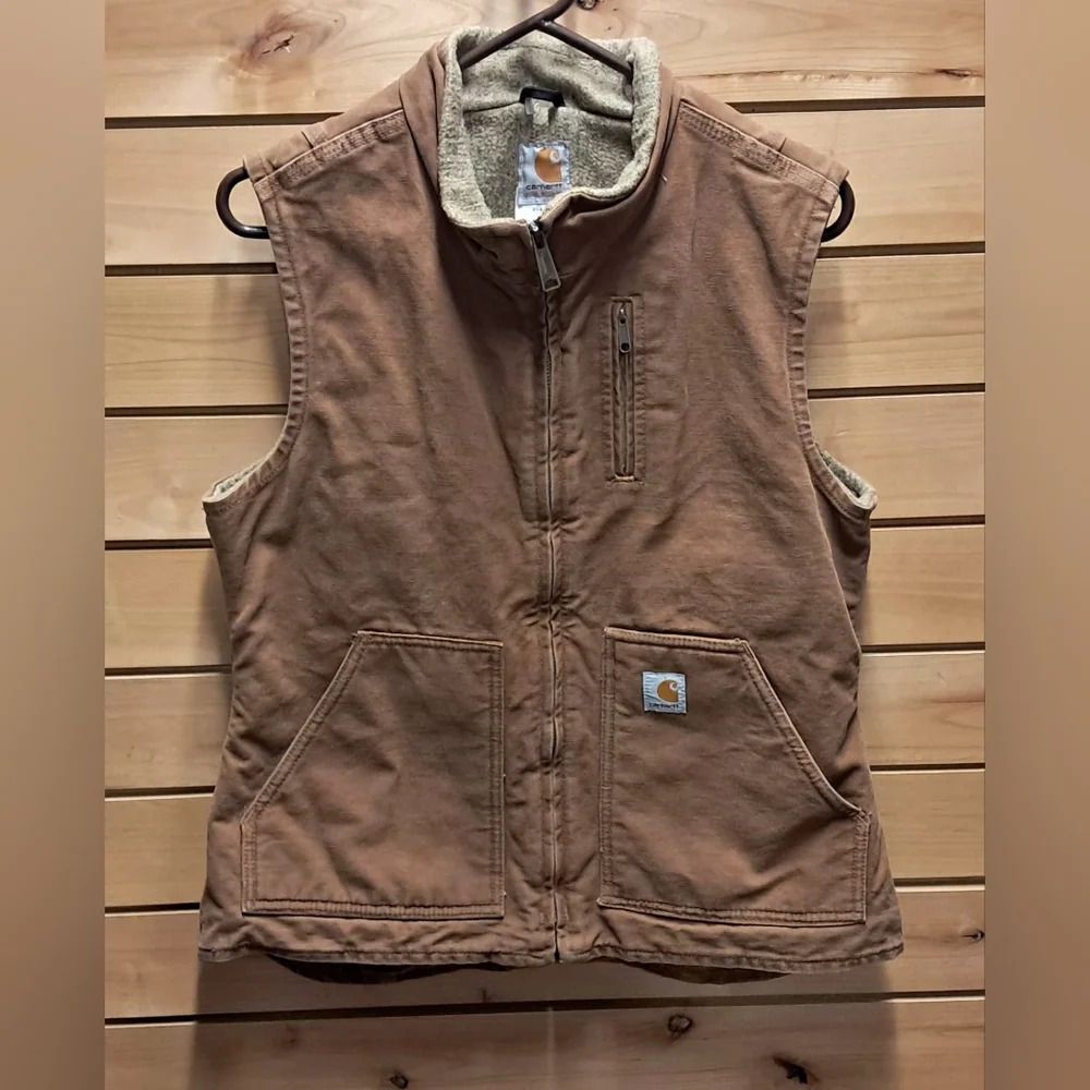 Carhartt Duck Sherpa Lined Vest Size M - Picture 2 of 5
